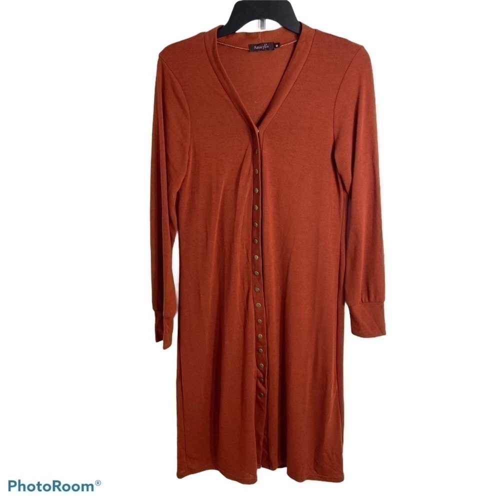 Amaryllis Button Down Orange Duster Medium Women’s Cardigan Sweater